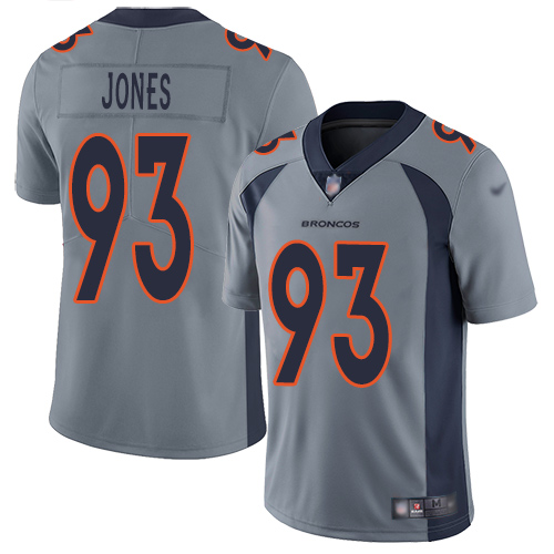Men Denver Broncos #93 Dre Mont Jones Limited Silver Inverted Legend Football NFL Jersey